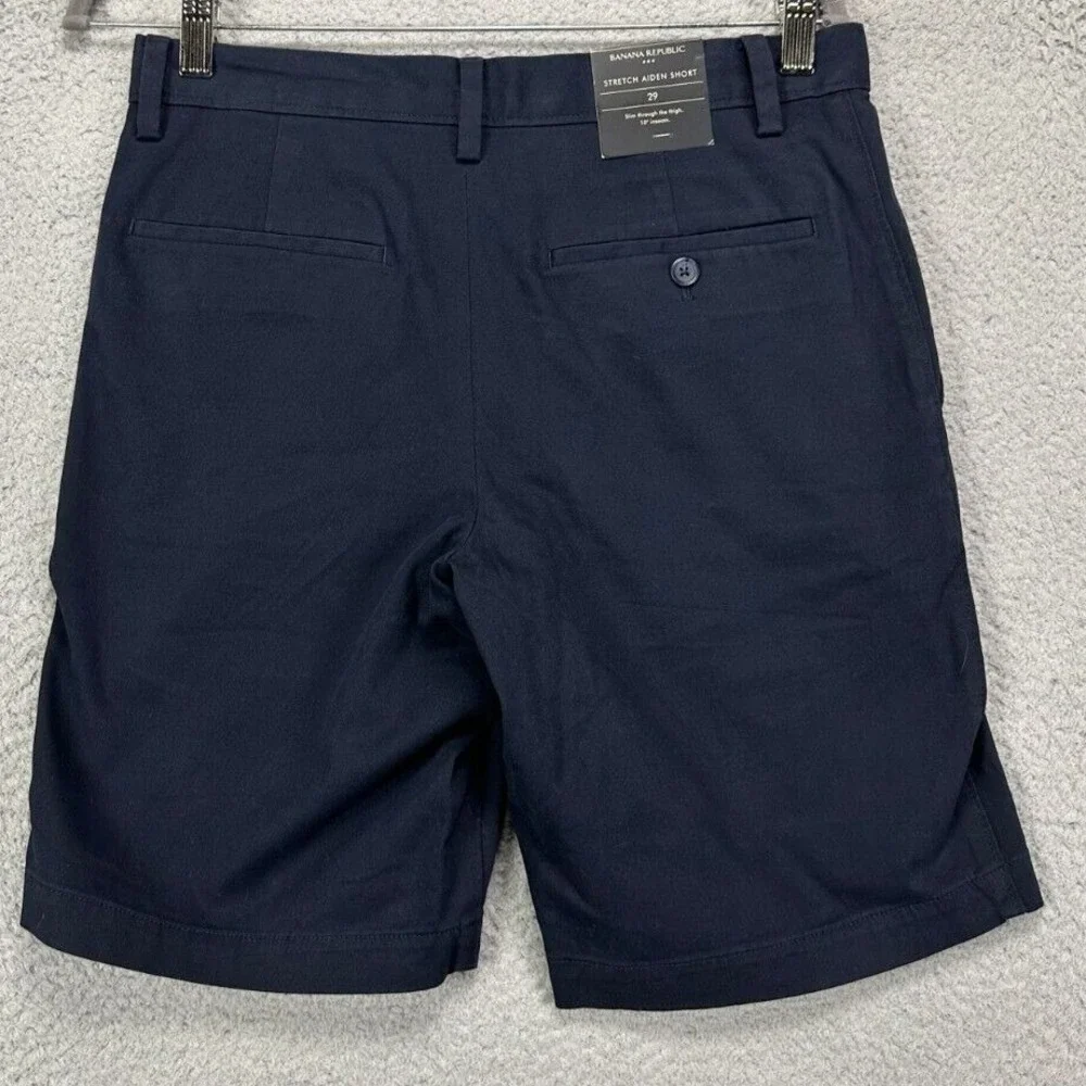 Banana Republic Shorts Mens 29X10 Aiden Chino Navy Blue Khaki Stretch Casual NEW